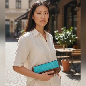 Samantha Brown Faux Crocodile Embossed Passport Travel Wallet Organizer  NWOT